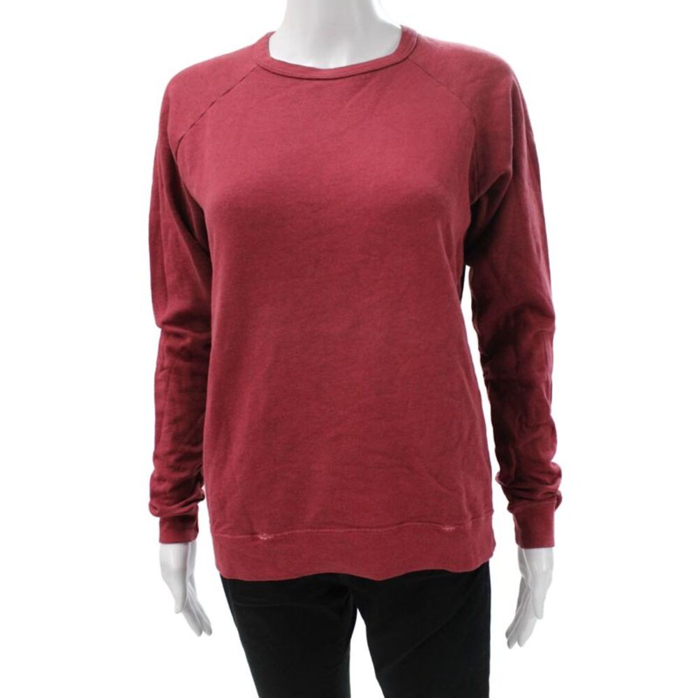 FREE CITY Unisex Red Pullover Sweatshirt Cotton Crew Neck Long Sleeve Size S